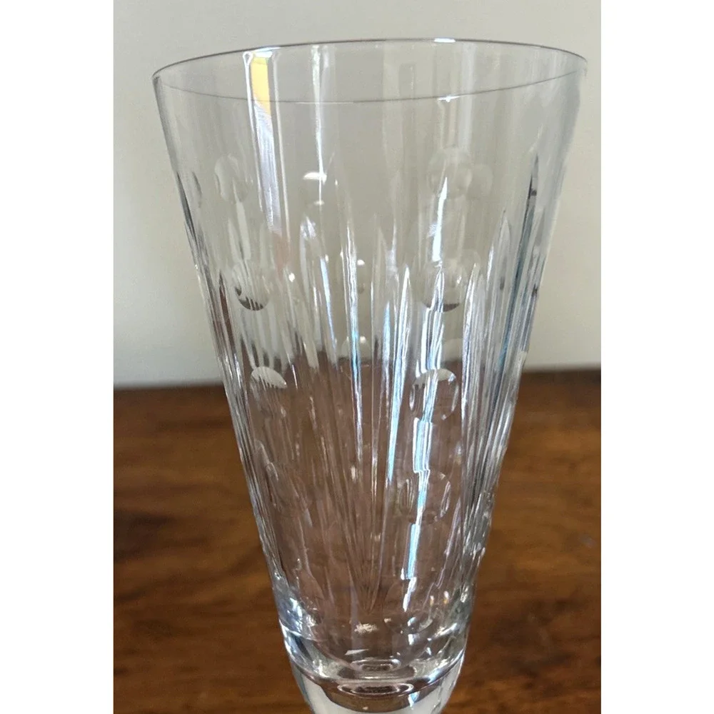 4 Libby Elegant Glass Lucerne Art Deco 7 3/8” Wine Water Glass NYC Skyscraper